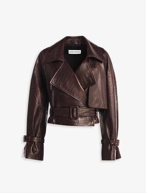 Nour Hammour Hatti Croco Cropped Leather Jacket